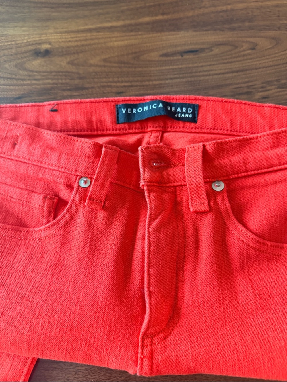 Veronica Beard High-Rise Red Jeans